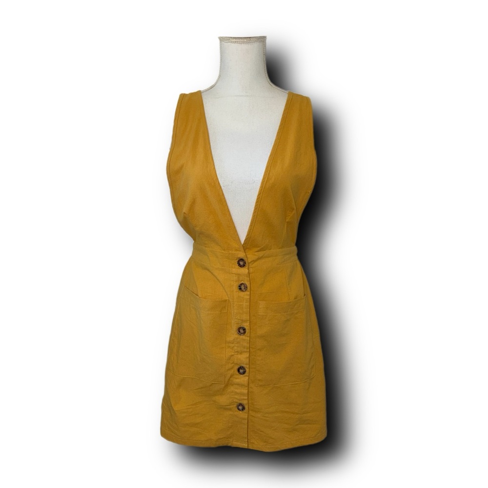 NWT Sienna Sky Mustard Yellow Button-Down Jumper Dress Retro Academia Vibes
